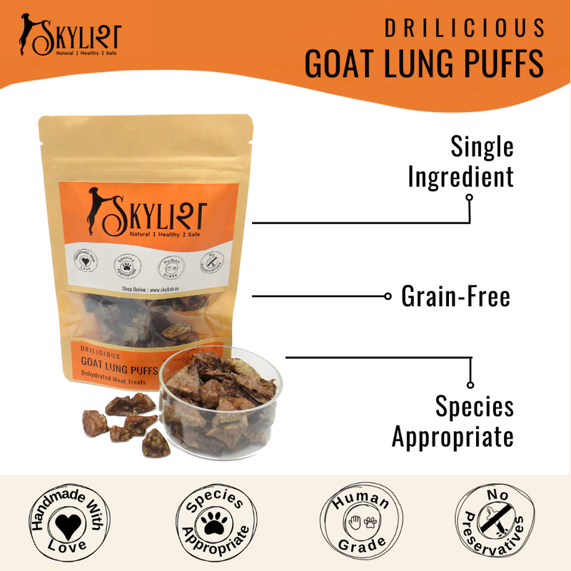 Goat Lung Puffs, Single Ingredient, Single Protein, Species Appropriate, Gluten Free, No Preservatives