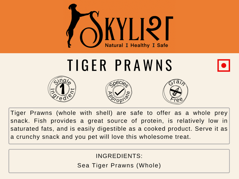 Tiger Prawns (w Shell), Single Ingredient, Single Protein, Species Appropriate, Gluten Free, No Preservatives