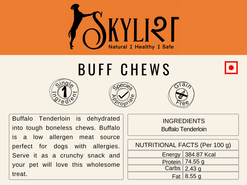 Buff Chews, Single Ingredient, Single Protein, Species Appropriate, Gluten Free, No Preservatives